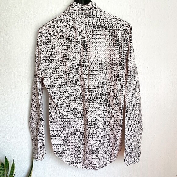 Zara Man Men's M Slim Fit Button Down Long Sleeve Shirt Fall Leaves Cotton - Picture 8 of 8